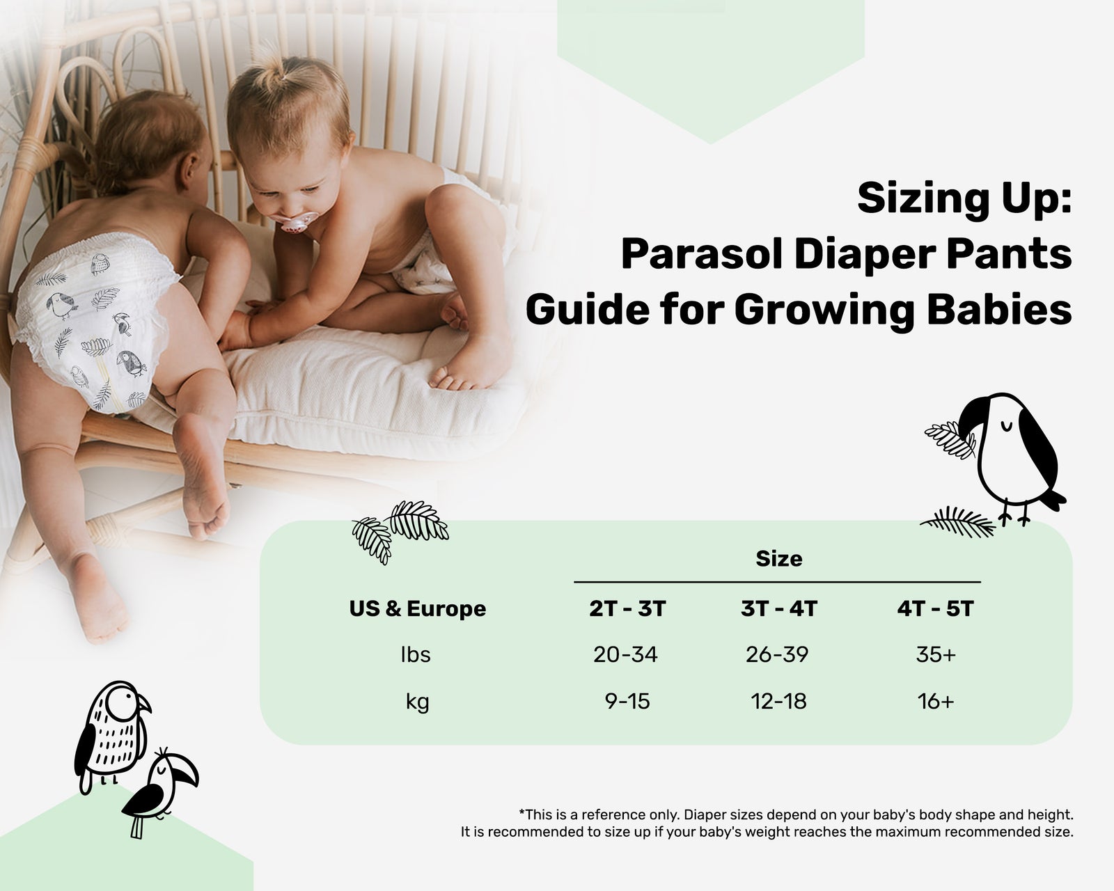 Baby Diaper Sizes & Weight Chart for Right Diaper Fit by Parasol