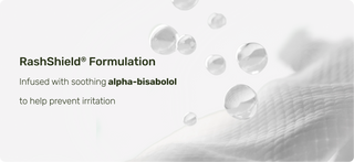 Advertisement for RashShield Formulation with alpha-bisabolol on a white background
